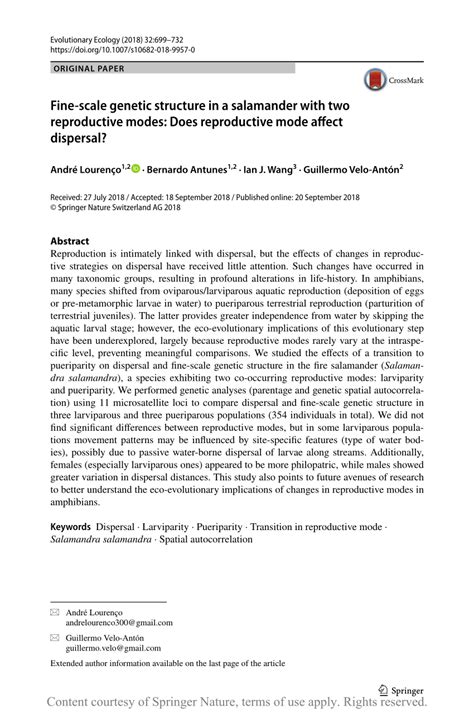 Fine Scale Genetic Structure In A Salamander With Two Reproductive