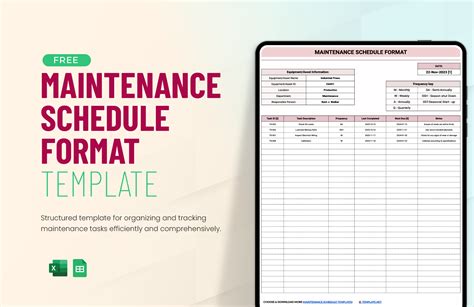 Maintenance Schedule Template Excel