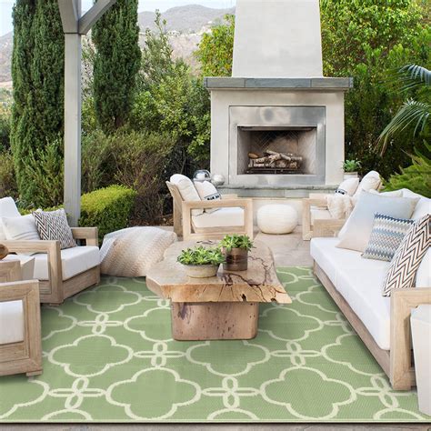 Ashler Light Green Outdoor Plastic Straw Rug Waterproof for Patio ...