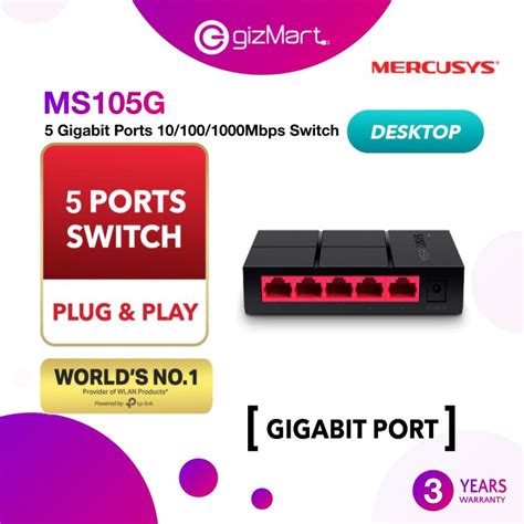 Mercusys MS105G 5 Gigabit Ports 10/100/1000Mbps Desktop Ethernet Lan ...