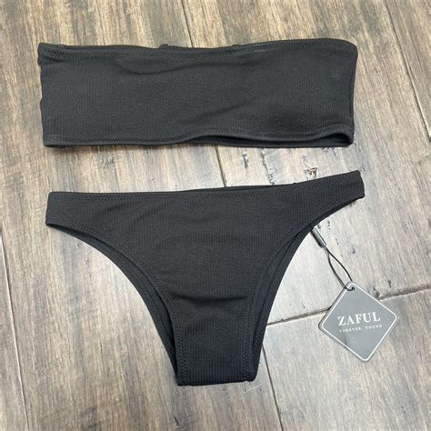 Black Strapless Bikini Depop