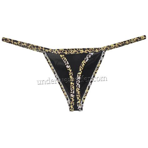 Sexy Men Leopard Bordered Bikini Briefs Underwear Male String Ice Silk Hipster Thong Mu