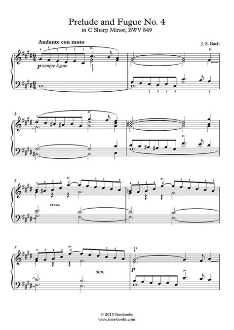 Free Sheet Music Bach Johann Sebastian Bwv Prelude And Fugue