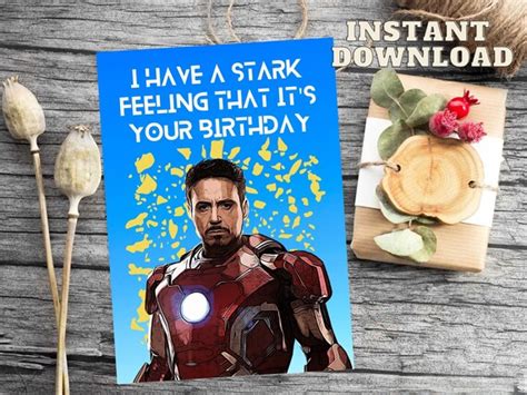 Iron Man Inspired Birthday Card Tony Stark printable card | Etsy