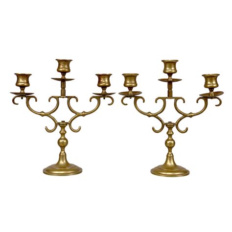 Vintage Traditional Brass Candelabra Candlestick Holders A Pair Scranton Antiques