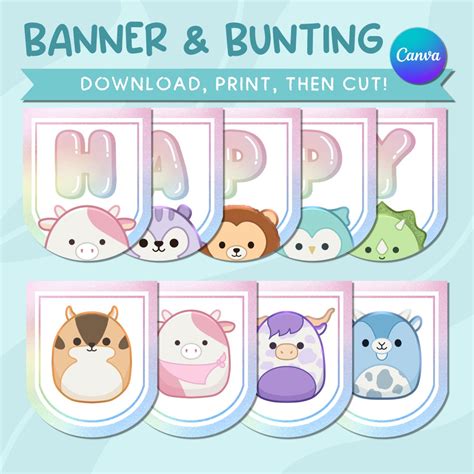 Squishmallows Birthday Banner Printable Squishmallows Birthday Bunting