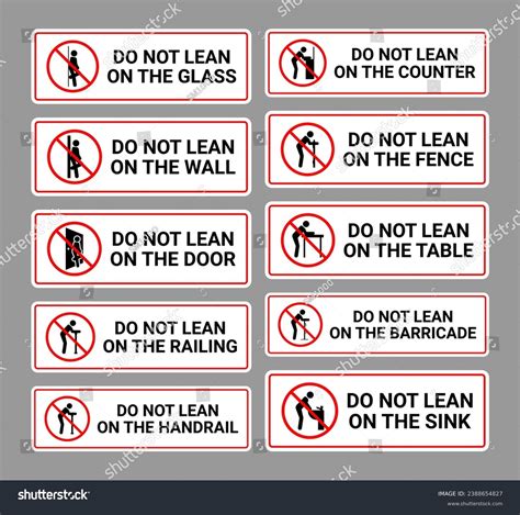 Do Not Lean Sign Collection Stock Vector Royalty Free 2388654827