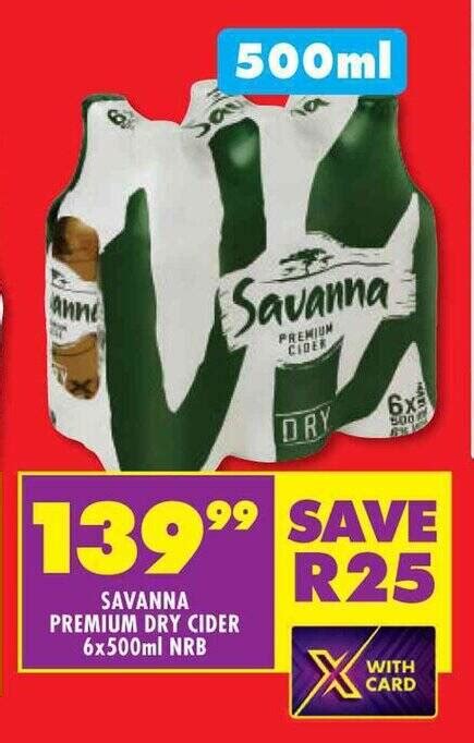 SAVANNA PREMIUM DRY CIDER 6x500ml NRB Offer At Shoprite