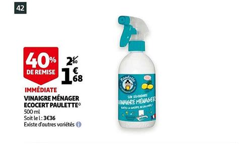 Promo Vinaigre Ménager écocert Paulette chez Auchan iCatalogue fr