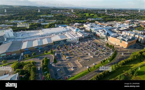 Aerial panoramic view of Livingston town centre, Livingston, West ...