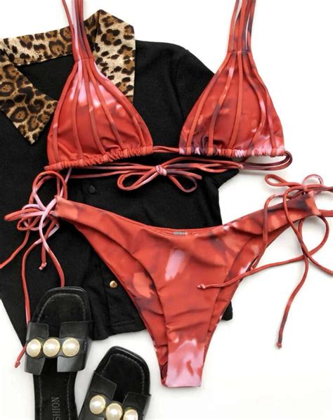 Tie Dye Triangle Tie Bikini Set On Carousell