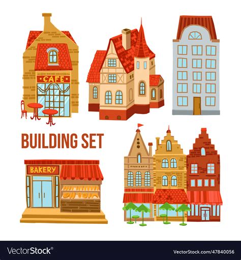 Old town buildings set town buildings set Vector Image