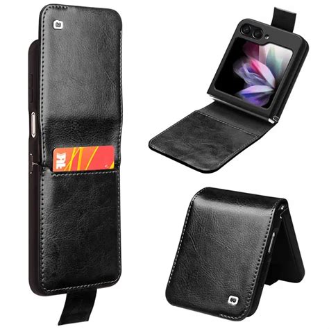 Wholesale Customize Qialino For Samsung Galaxy Z Flip5 5g Genuine Cow Leatherpc Phone Case Card