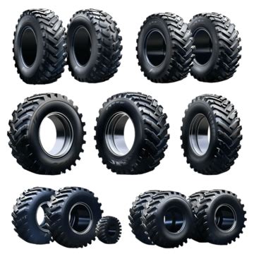 Vector Realistic Pneumatic Tire Set Rubber Wheel Tire Png