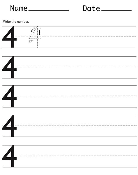 Number 4 Worksheets to Print | Activity Shelter