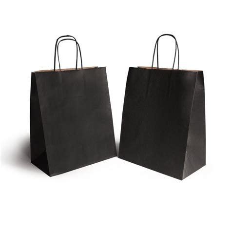 Крафт Пакет бумажный с кручеными ручками ЧЕРНЫЙ 240*140*280мм: цена ...
