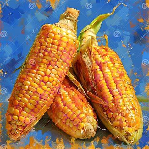 Golden Corn Cob Bounty stock illustration. Illustration of produce - 343365611