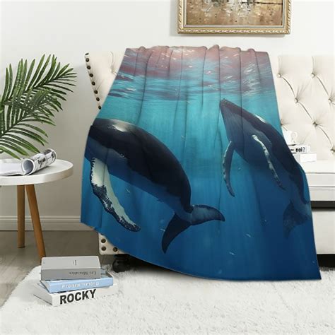 Canflashion Soft Cozy Throw Blanket Two Humpback Whales Swim In Ocean