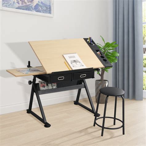 KAAYEE Height Adjustable Drafting Table Drawing Table Tilted Tabletop ...