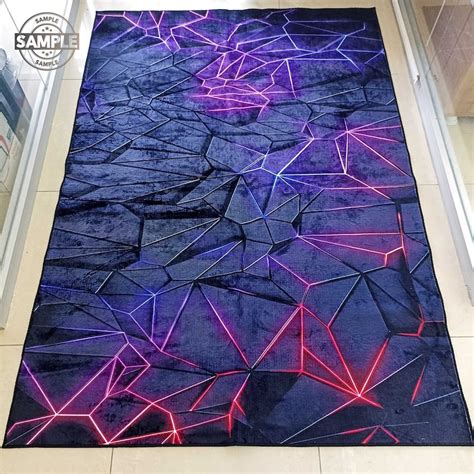 Gamer Rug Cool Neon Hexagons Rug Gaming Decor E Sport Rug Etsy