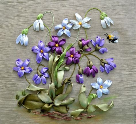 Картина вышитая лентами 'Чарующая музыка весны' | Вышивка на шелковых ...