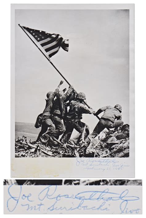 Lot Detail - Joe Rosenthal Signed Iwo Jima Flag Raising Press Photo