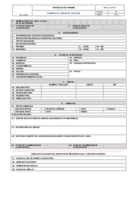 Cadena De Custodia Formato 4