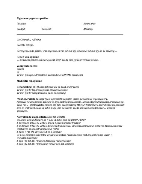Format Ontslagbrief Link Groen Algemene Gegevens Patiënt Initialen