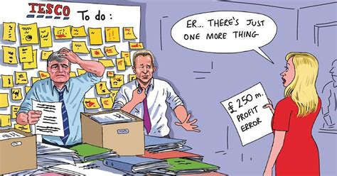blowers retail cartoon tescos  profit overstatement cartoon