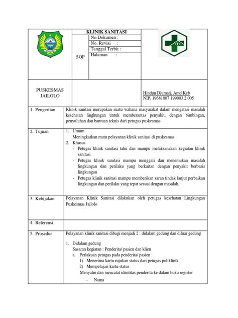 Sop Klinik Sanitasi Pdf