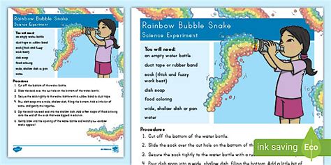 Rainbow Bubble Snake Science Experiment For K 2nd Grade