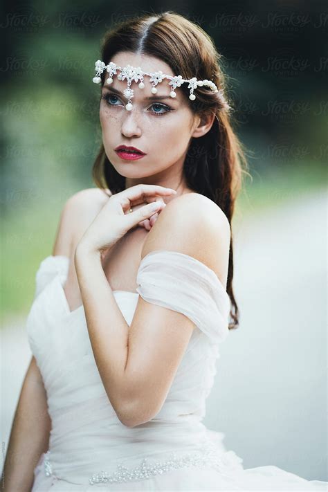 Portrait Of A Beautiful Bride In A Romantic Wedding Dress By Stocksy