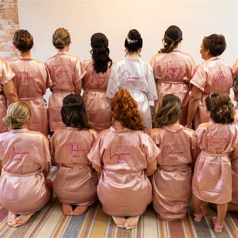 Kit 16 Robe Cetim Bordado Noiva Marsala Madrinha Rosê Nude Elo7