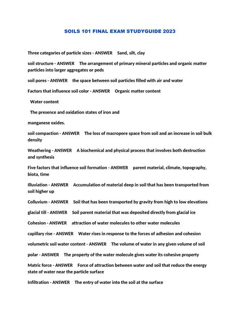 SOLUTION Soils 101 Final Exam Studyguide 2023 Studypool