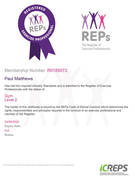 Register Of Exercise Professionals Reps Pmf Fitness Solutions