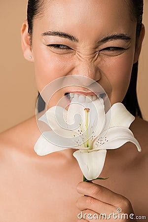 Beautiful Naked Asian Girl Biting White Royalty Free Stock Photo CartoonDealer