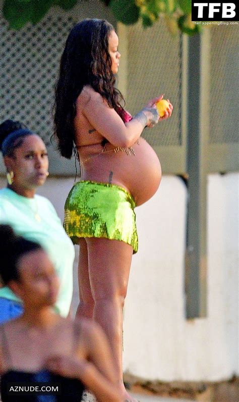 Rihanna Sexy Seen Showing Off Her Tits In A Bikini Top At The Beach In Barbados Aznude