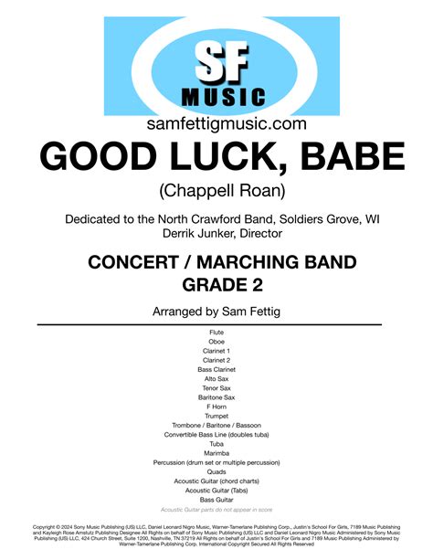 Good Luck Babe Arr Sam Fettig By Chappell Roan Sheet Music For