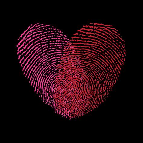 Vector Heart Shape Fingerprints Biometric Identity Sign Vector