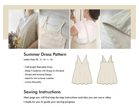 Deep V Neckline Dress Pdf Sewing Pattern