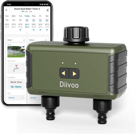 Bluetooth Water Timer 2 Zone Diivoo Smart Irrigation Sprinkler Timer