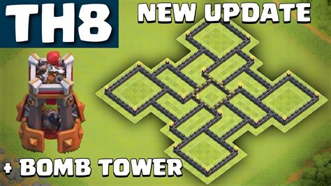 NEW TH8 Farming base WITH BOMB TOWER UPDATE - Clash of Clans - YouTube