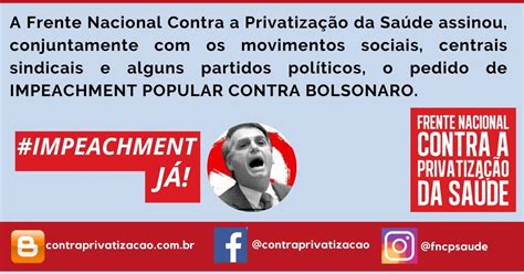 Frente Nacional Contra A Privatiza O Da Sa De Fncps Assina O Pedido