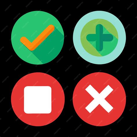 Premium Vector Green Check Mark And Red Cross Icon Set Circle And