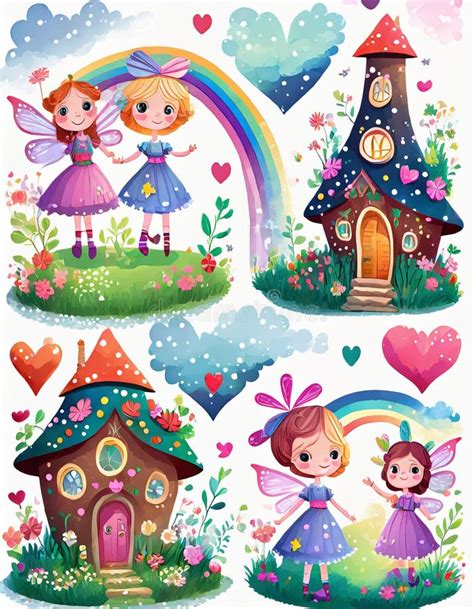 Illustrated Set Of Fairy Tale Creatures Stock Illustration