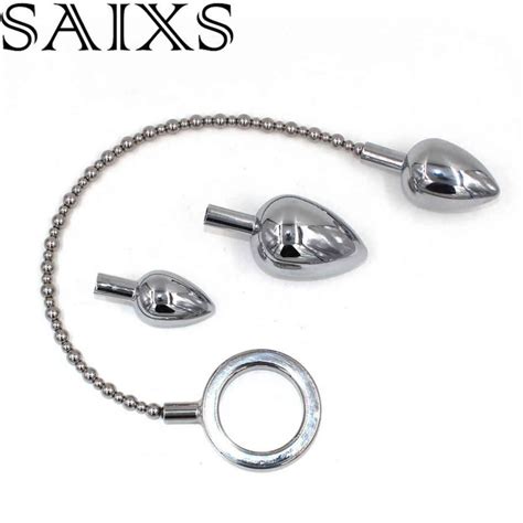 Metal Prostate Stimulating Butt Plug Chain With 3 Plugs For Male Chastity NXY AnAL Sex Toy Cock