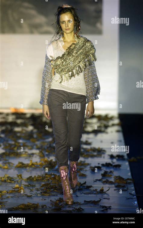 Frost French London Autumn Winter Model Brunette Hair Off Face Wearing White Top Blue Patterned