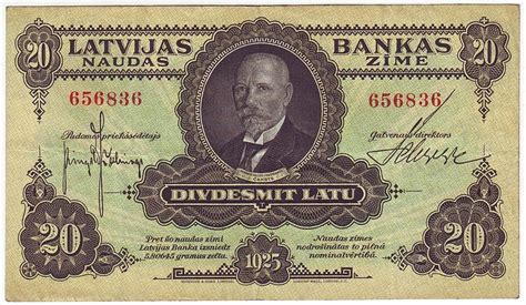 Latvia Currency Banknotes Image Gallery: 20 Latu banknote - 1925 issue