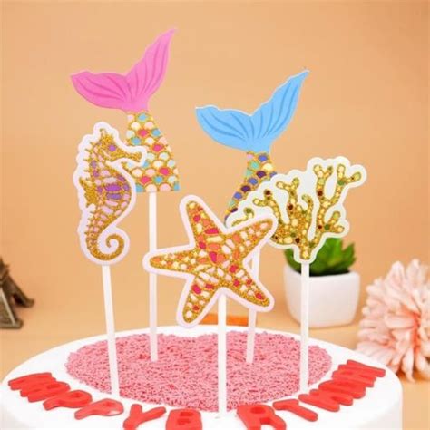 Topper De Gâteau Sirène 12 Pièces Décoration De Gâteau Sirène Cupcake