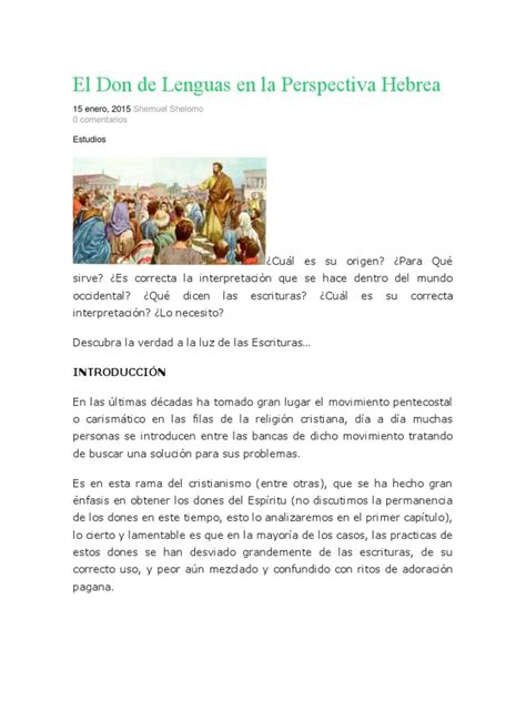 El Don De Lenguas En La Perspectiva Hebrea Pdf Biblia Jesús